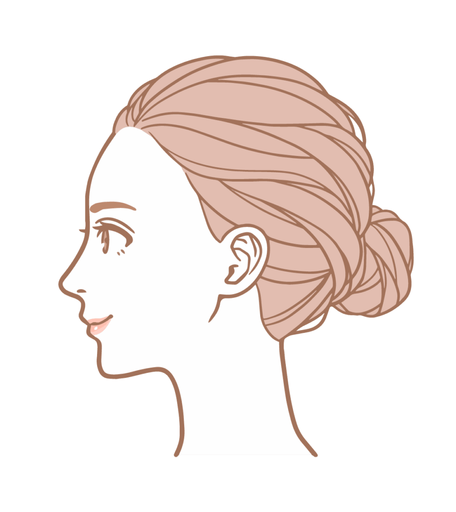 Eラインのととのった女性の横顔